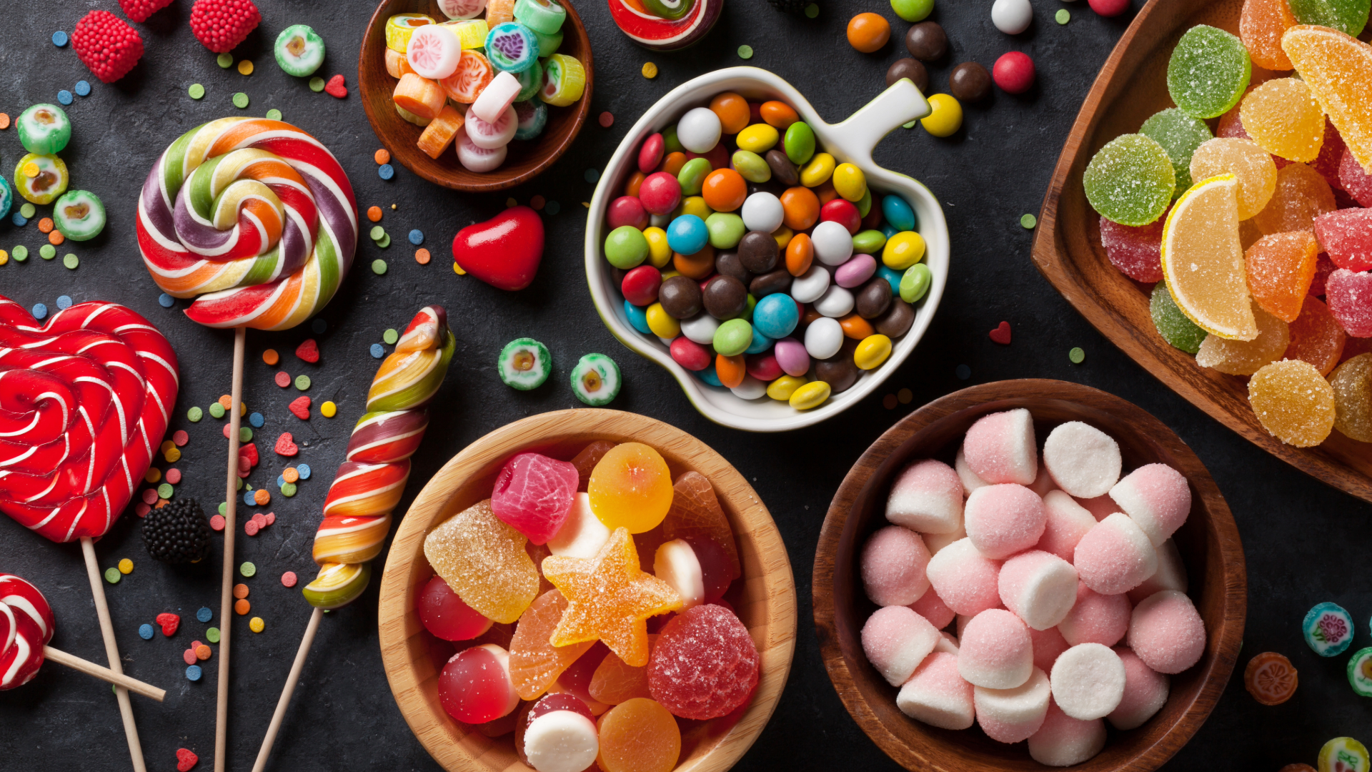 Selección de dulces y frutos secos